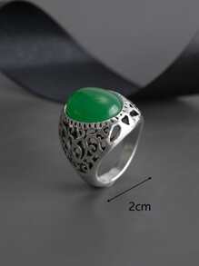 Hombres Anillo metálico con diseño de oval con textura - Multicolor - Ver 4