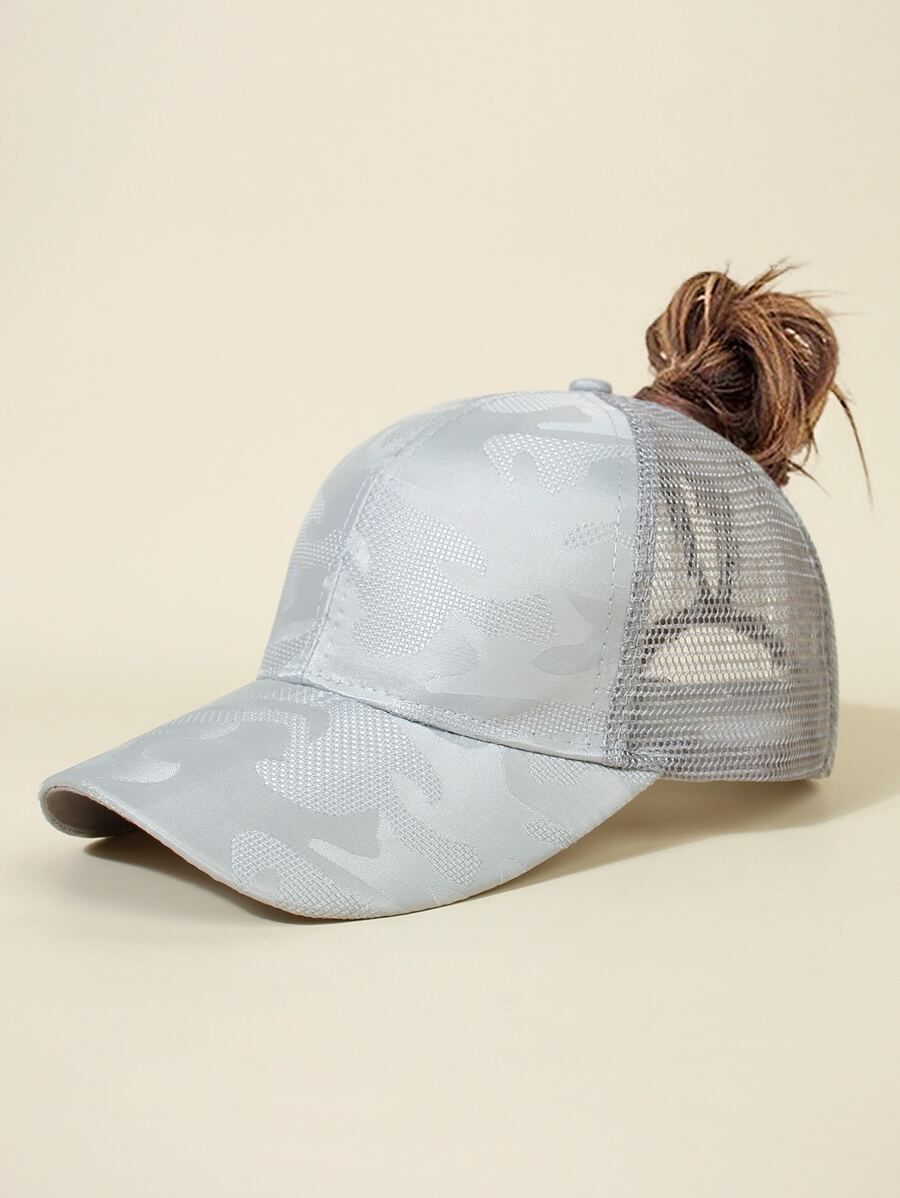 1pc Fashion Women Camo Pattern Trucker Hat - Grey - View 1