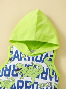 Đứa bé trai Đồ họa Khủng long & Chữ cái áo có mũ Áo & quần short - Nhiều màu - Xem 3