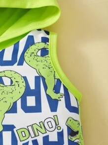 Đứa bé trai Đồ họa Khủng long & Chữ cái áo có mũ Áo & quần short - Nhiều màu - Xem 4