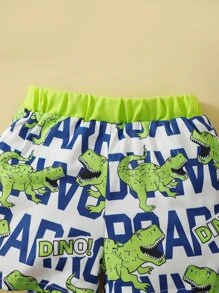 Đứa bé trai Đồ họa Khủng long & Chữ cái áo có mũ Áo & quần short - Nhiều màu - Xem 5