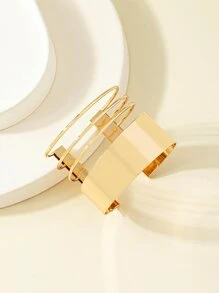 Hollow Out Cuff Bangle - Yellow Gold - View 3
