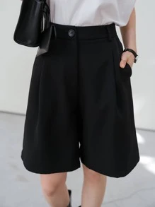 Dazy-Less High Waist Slant Pockets Bermuda Shorts Old Money Old Money Style Business Casual Women Fall