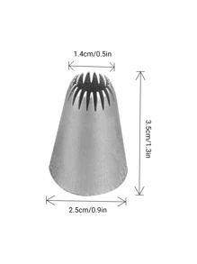 1pc Reusable Stainless Steel Piping Nozzle,Simple Silver Color Washable Frosting Tip For Making Cake - Silver - View 3