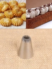 1pc Reusable Stainless Steel Piping Nozzle,Simple Silver Color Washable Frosting Tip For Making Cake - Silver - View 4