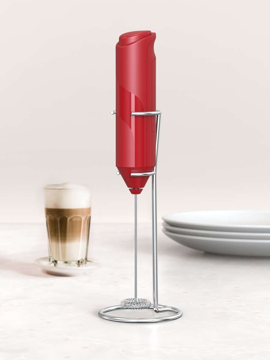 CLITON 手持強力牛奶發泡器，2顆AA電池供電（不含電池），電動飲品攪拌器，適用拿鐵、卡布奇諾、抹茶、熱巧克力，理想咖啡角配件，2款可選：單機 / 含底座，絕佳節日禮物