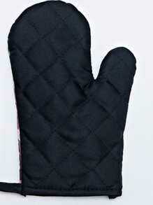 2pcs Paw Print Oven Mitt & Insulation Pad Set - Black and White - View 2