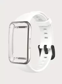 2pcs Silicone Watchband & Case Compatible With Huawei Band 6 - White - View 1