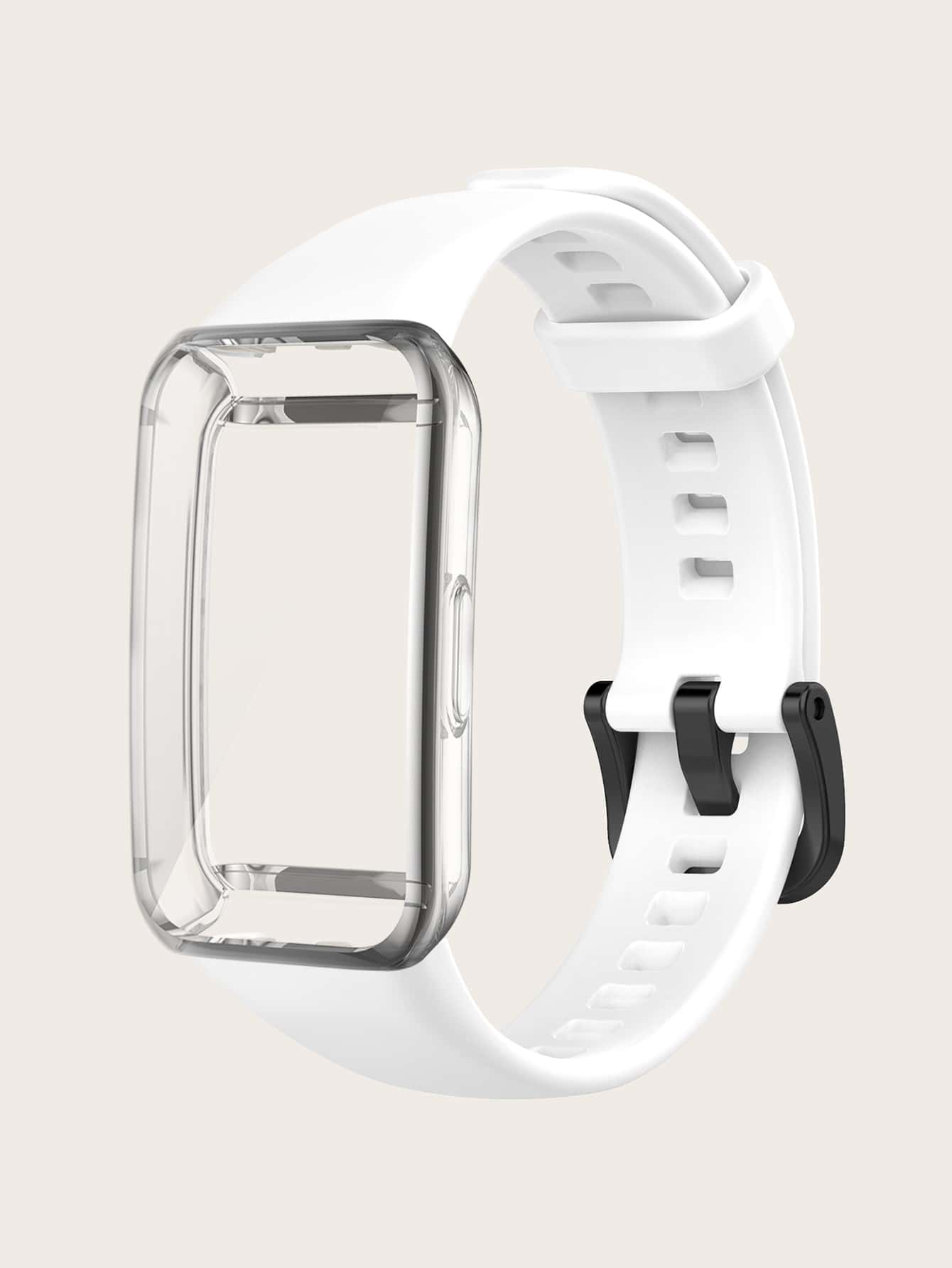 2pcs Silicone Watchband & Case Compatible With Huawei Band 6 - White - View 1