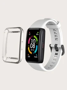 2pcs Silicone Watchband & Case Compatible With Huawei Band 6 - White - View 2