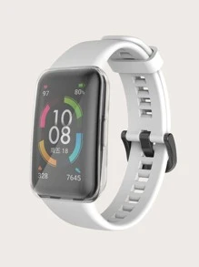 2pcs Silicone Watchband & Case Compatible With Huawei Band 6 - White - View 3