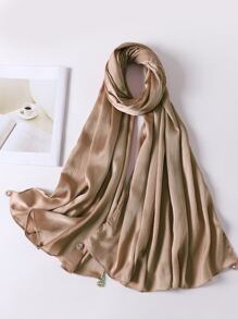 Rhinestone Decor Satin Scarf - Brown - View 1