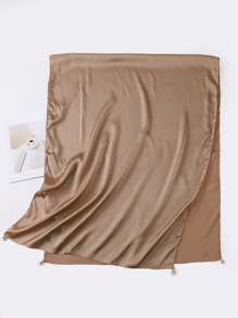 Rhinestone Decor Satin Scarf - Brown - View 3