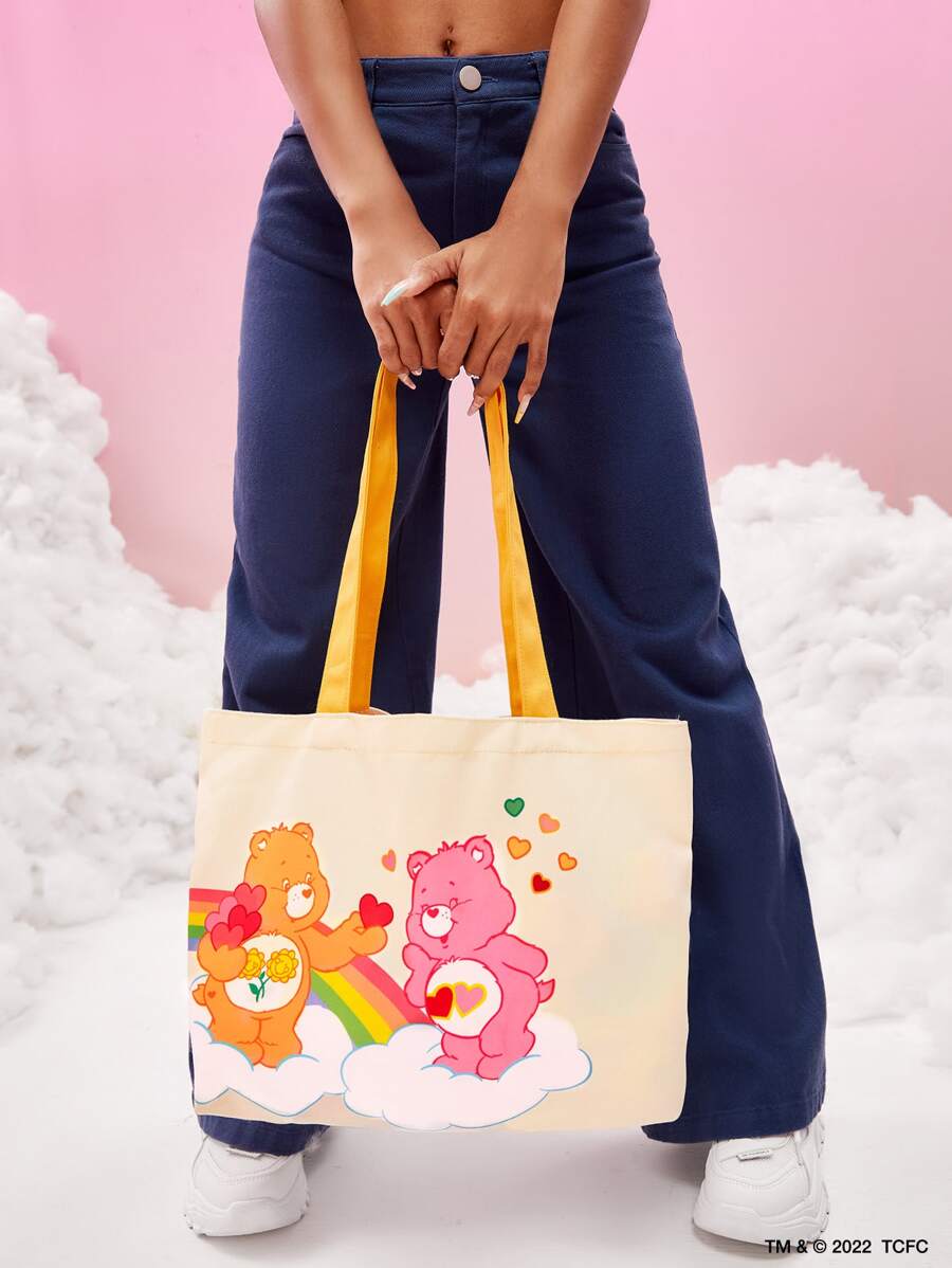 SHEIN X Care Bears Cartoon Bear Graphic Shoulder Tote Bag - Multicolor - View 1