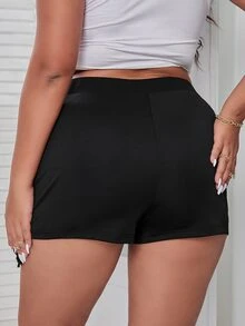 大碼流蘇邊短褲 - 黑色 - 查看 2