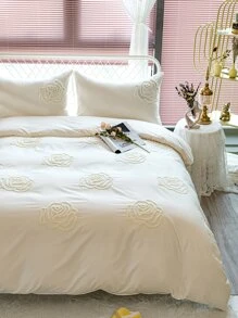 Tassel Tufted Duvet Cover Set Without Filler - White - View 4