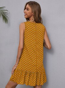 SHEIN LUNE Đầm Viên lá sen Chấm bi Boho - Màu vàng - Xem 2