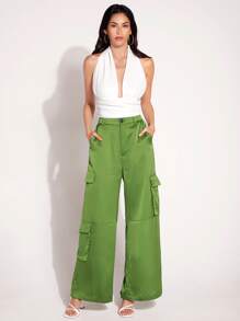 Áo hai dây Lộ Lưng Buộc lại màu trơn Gợi cảm - trắng - Xem 4
