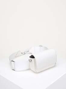 Women's The Snapshot Bag Mini Pu Waist Bag Shoulder/crossbody Multipurpose Bag In White Color, Flip Design, Adjustable Strap, Suitable For Outdoor Sports, Hiking, Running, Mobile Phone Bag For Women And Men - White - View 4