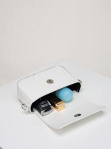 Women's The Snapshot Bag Mini Pu Waist Bag Shoulder/crossbody Multipurpose Bag In White Color, Flip Design, Adjustable Strap, Suitable For Outdoor Sports, Hiking, Running, Mobile Phone Bag For Women And Men - White - View 5