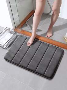 1PC Màu Sắc Tinh Khiết Mềm Mút Xốp Thấm Hút Thảm Lót Sàn Chống Trơn Trượt, Thích Hợp Cho Phòng Tắm Và Nhà Vệ Sinh - Màu xám đen - Xem 3