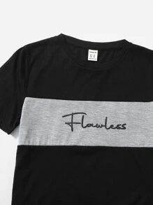 SHEIN 青少年男孩彩色块字母印花 T 恤和短裤套装 - 彩色 - 查看 4