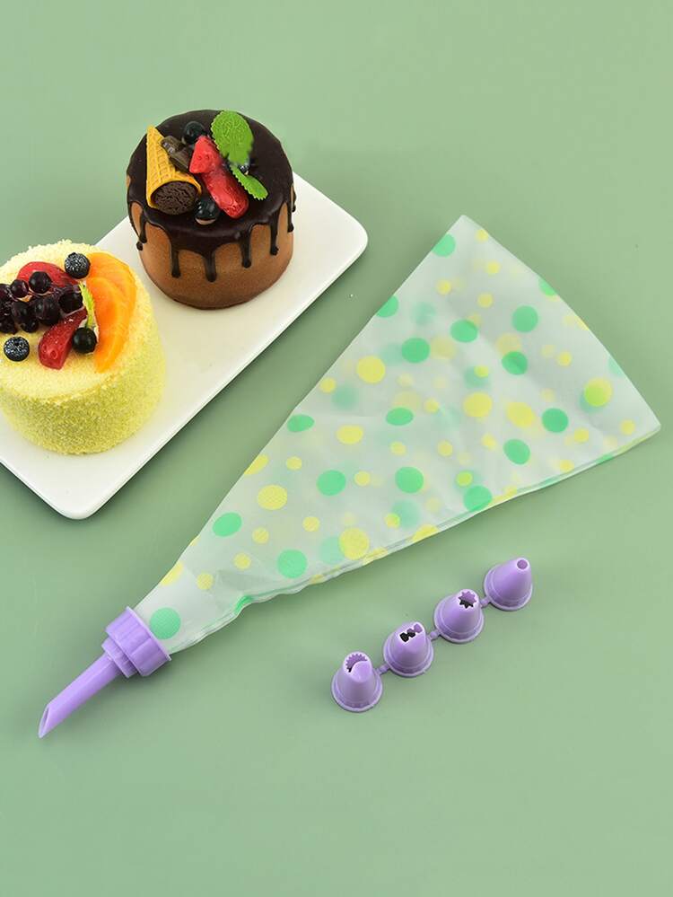 5 piezas Bolsa para manga pastelera con patrón de lunares & Boquilla - Multicolor - Añade 2