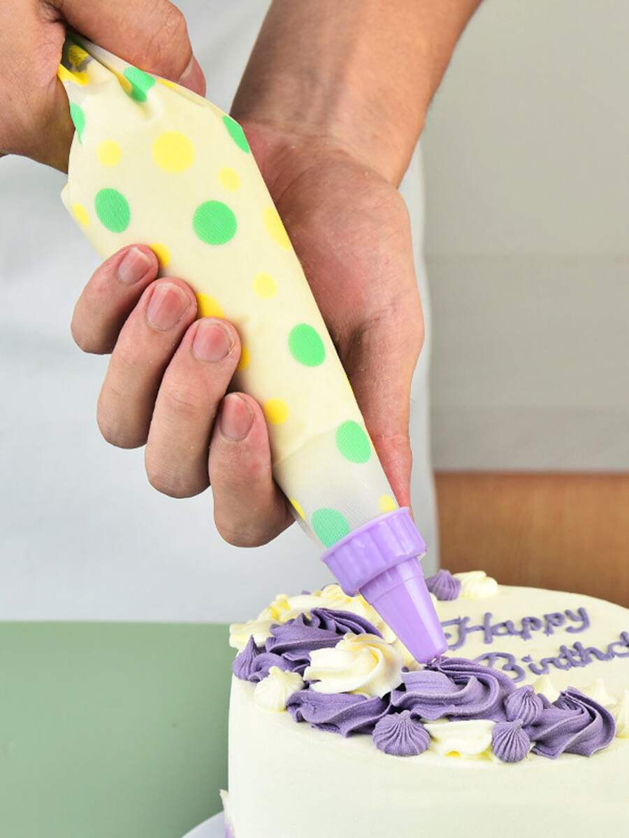 5pcs Polka Dot Pattern Piping Bag & Nozzle - Multicolor - View 1