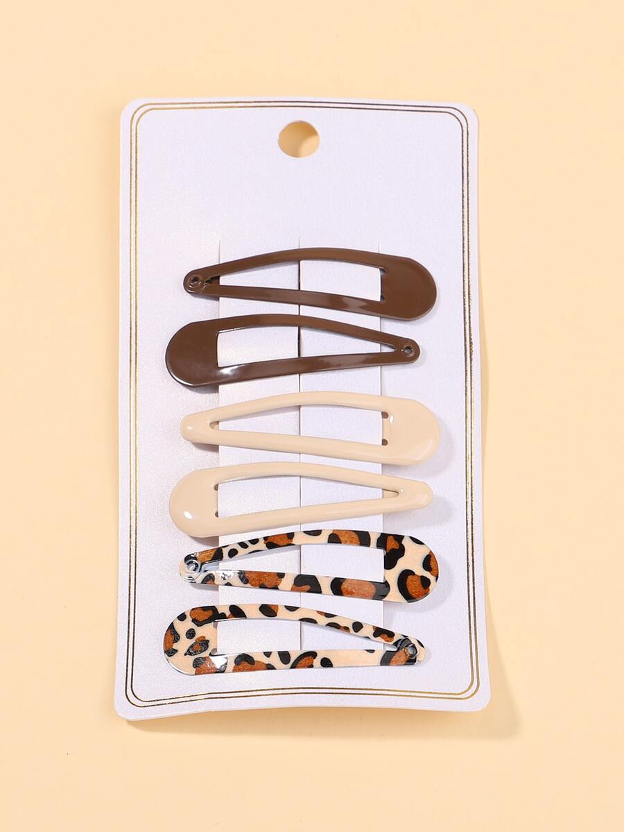 6入組小女童豹紋印花髮夾 - 彩色 - 查看 1