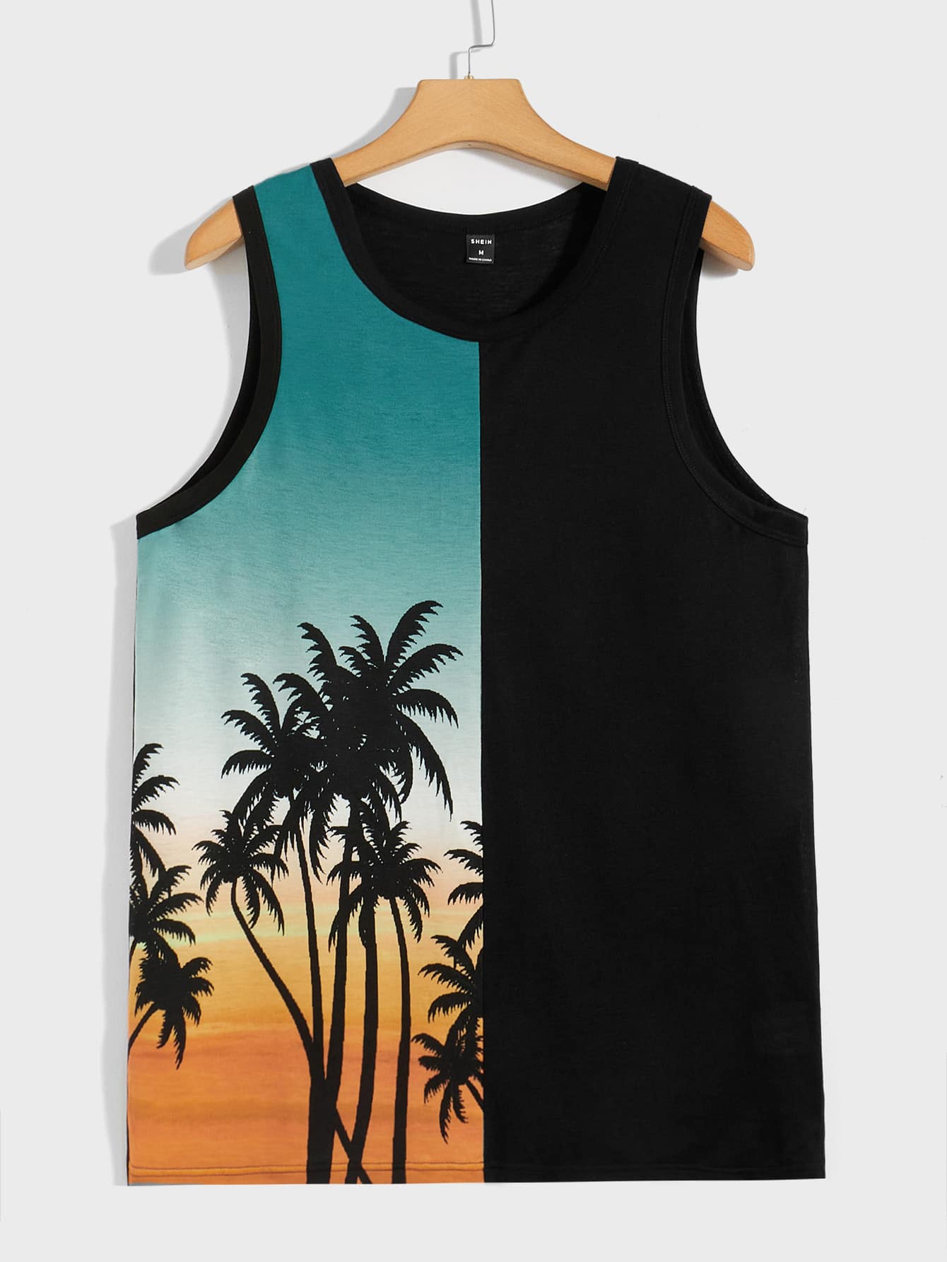GENTILAND Men Tropical Print Contrast Binding Tank Top - Multicolor - View 1