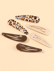 6入組小女童豹紋印花髮夾 - 彩色 - 查看 3