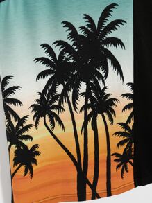 GENTILAND Men Tropical Print Contrast Binding Tank Top - Multicolor - View 4