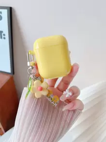 花朵掛飾素色耳機殼適用於Airpods - 黃色 - 查看 1