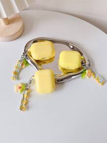 花朵掛飾素色耳機殼適用於Airpods - 黃色 - 查看 2