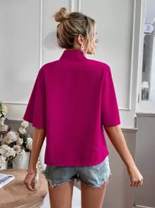 Breezaya Tie Neck Flounce Sleeve Blouse