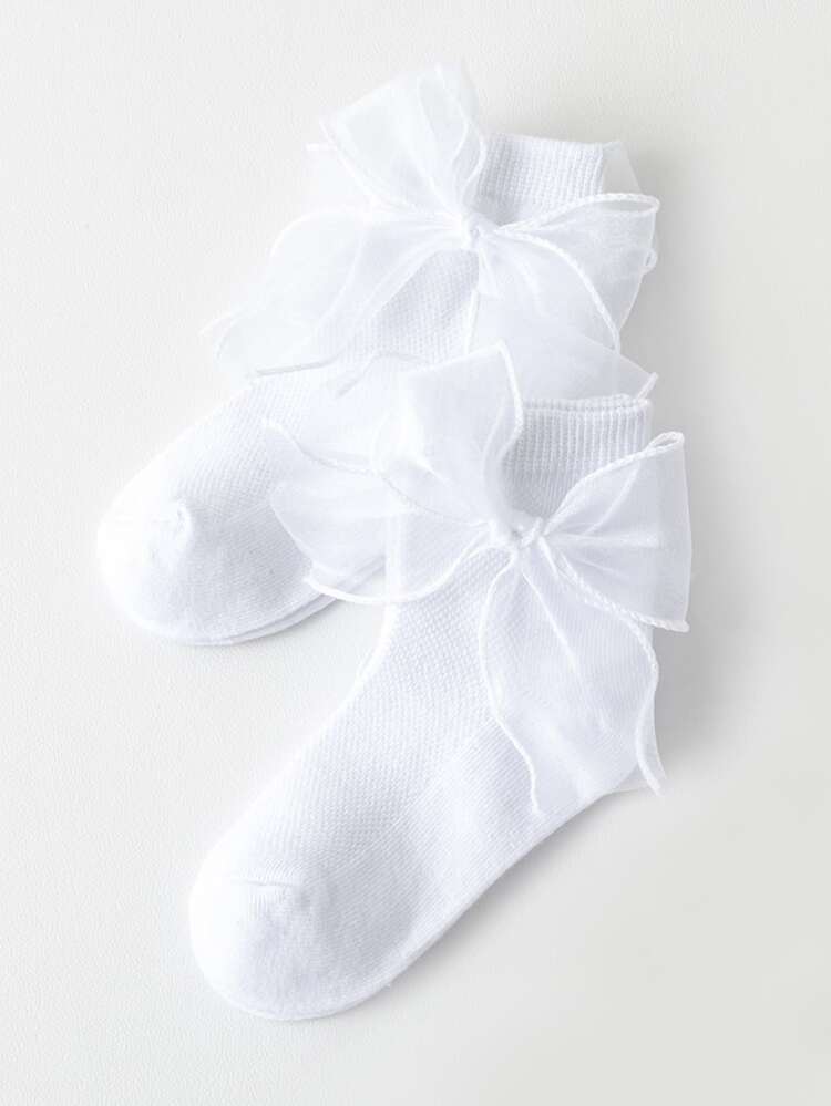 2pairs Toddler Girls Bow Decor Socks