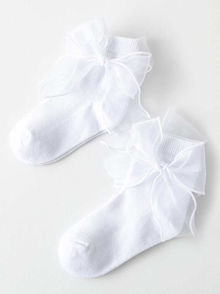 2pairs Toddler Girls Bow Decor Socks