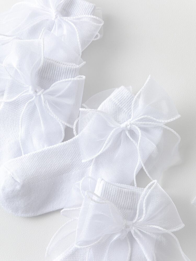 2pairs Toddler Girls Bow Decor Socks