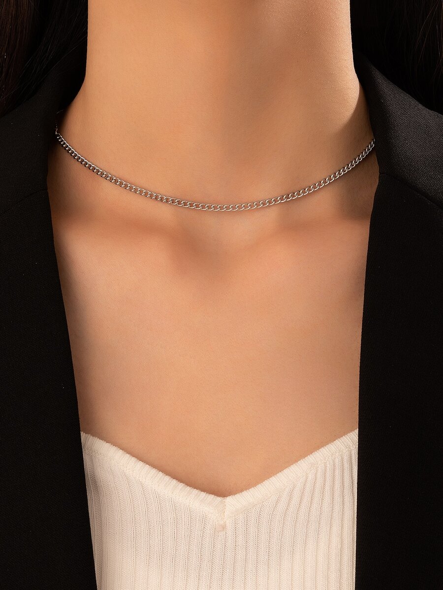 1條簡約項鍊 - 銀色 - 查看 1