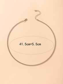 1條簡約項鍊 - 銀色 - 查看 3