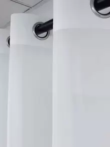 1pc Solid Outdoor Waterproof Curtain, White Polyester Curtain For Party, Wedding , Holiday - White - View 6