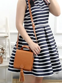 Túi đeo chéo Nữ Tua màu trơn Có thể điều chỉnh được Tay cầm Top Thanh lịch - màu nâu - Xem 5