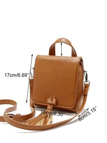 Túi đeo chéo Nữ Tua màu trơn Có thể điều chỉnh được Tay cầm Top Thanh lịch - màu nâu - Xem 4