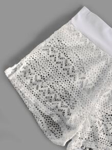 Plain Split Side Swimwear Shorts - White - View 5