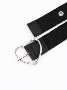 1 pieza Cinturón con hebilla en forma de corazón con decoración de ojales para mujeres, Halloween - Negro - Ver 2