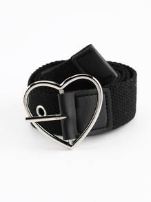 1 pieza Cinturón con hebilla en forma de corazón con decoración de ojales para mujeres, Halloween - Negro - Ver 5