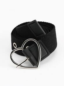 1 pieza Cinturón con hebilla en forma de corazón con decoración de ojales para mujeres, Halloween - Negro - Ver 7