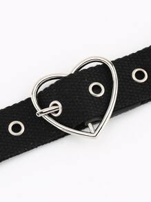 1 pieza Cinturón con hebilla en forma de corazón con decoración de ojales para mujeres, Halloween - Negro - Ver 4