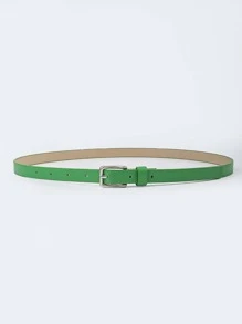 Square Buckle Belt With Punch Tool - Green - View 1