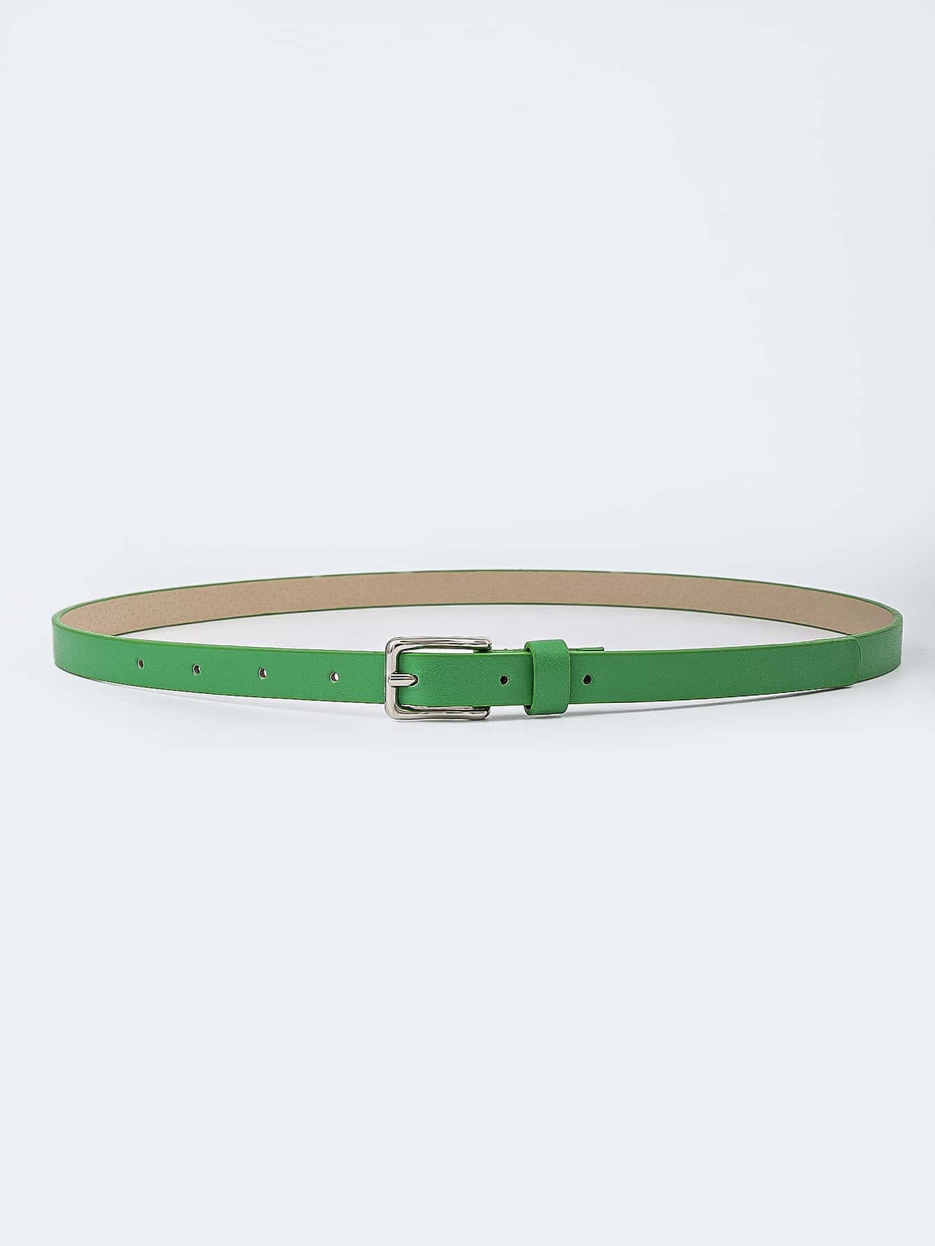 Square Buckle Belt With Punch Tool - Green - View 1